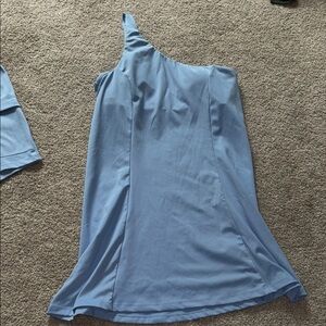 Chic One-Shoulder Blue Athletic Dress